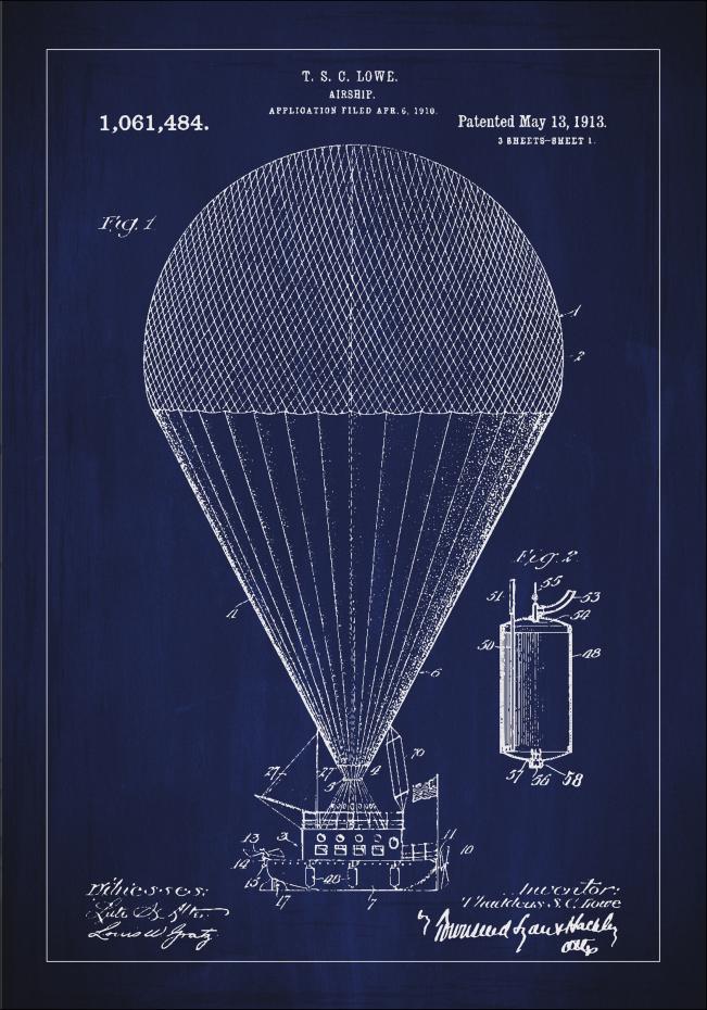 Bildverkstad Patent drawing - Airship - Blue Poster