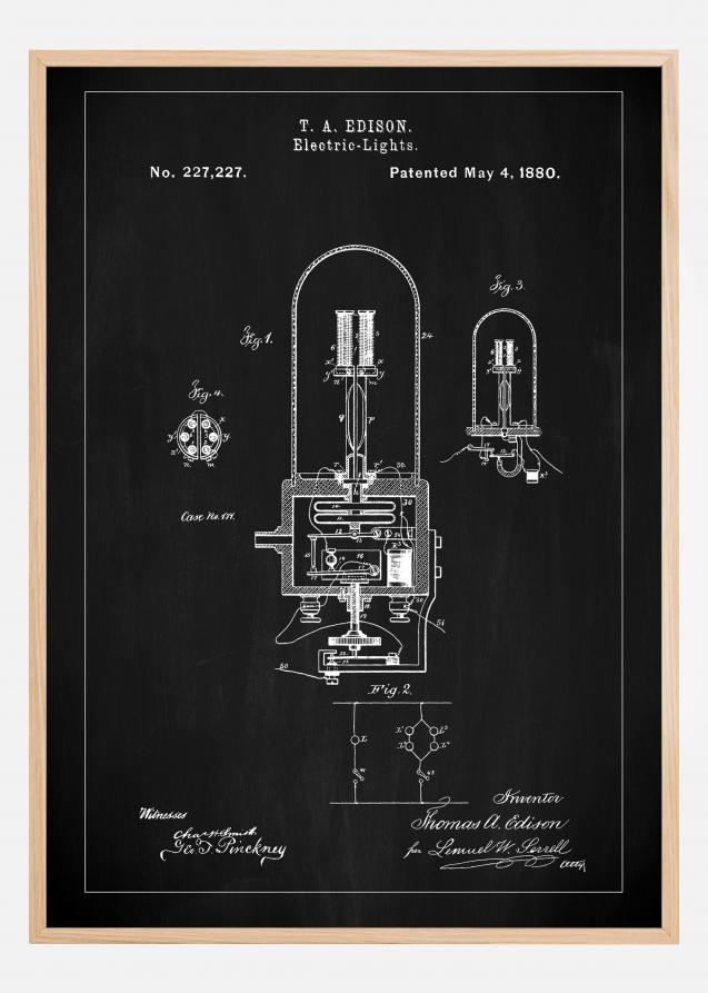 Bildverkstad Patent Print - Edison Light - Black Poster