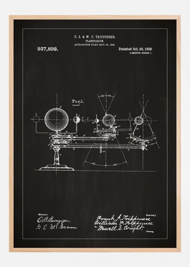 Bildverkstad Patent drawing - Planetarium - Black Poster