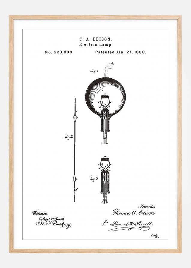 Bildverkstad Patent drawing - Lightbulb B - White Poster