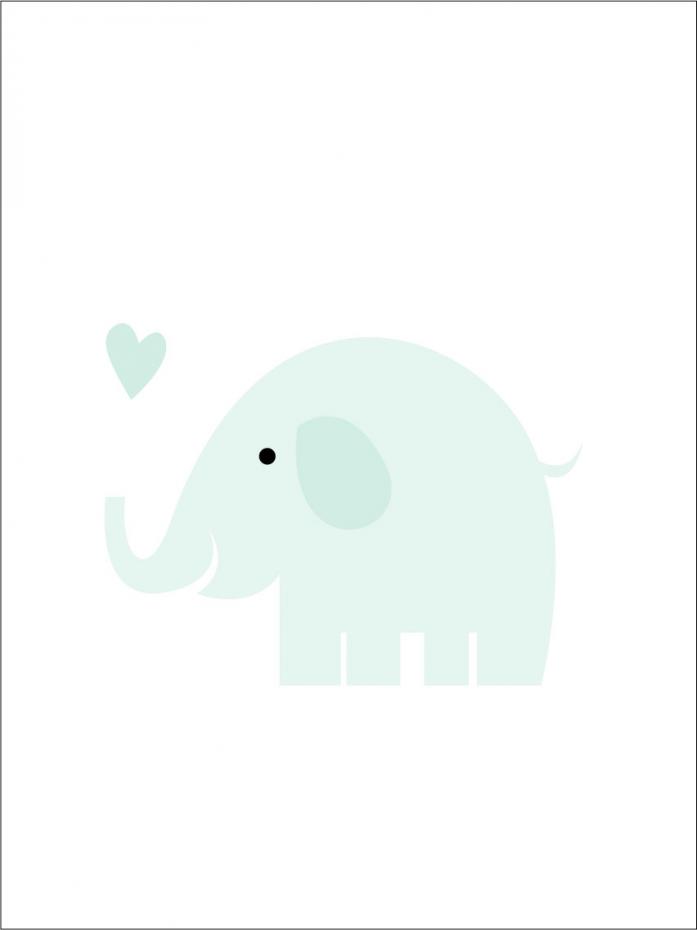 Malimi Posters Elephant Solo - Ice blue Poster