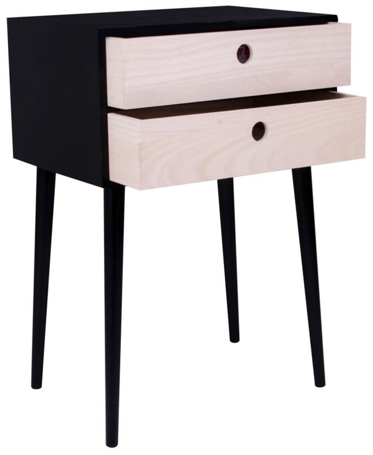 House Nordic Bedside table Rimini 32x45 cm - Black/Wood
