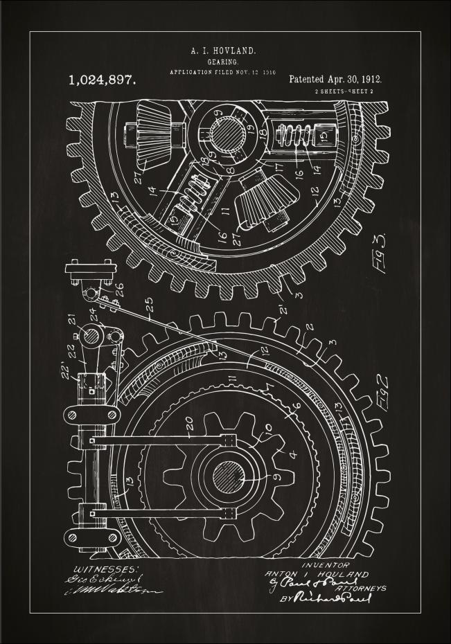 Bildverkstad Patent drawing - Gear wheel - Black Poster