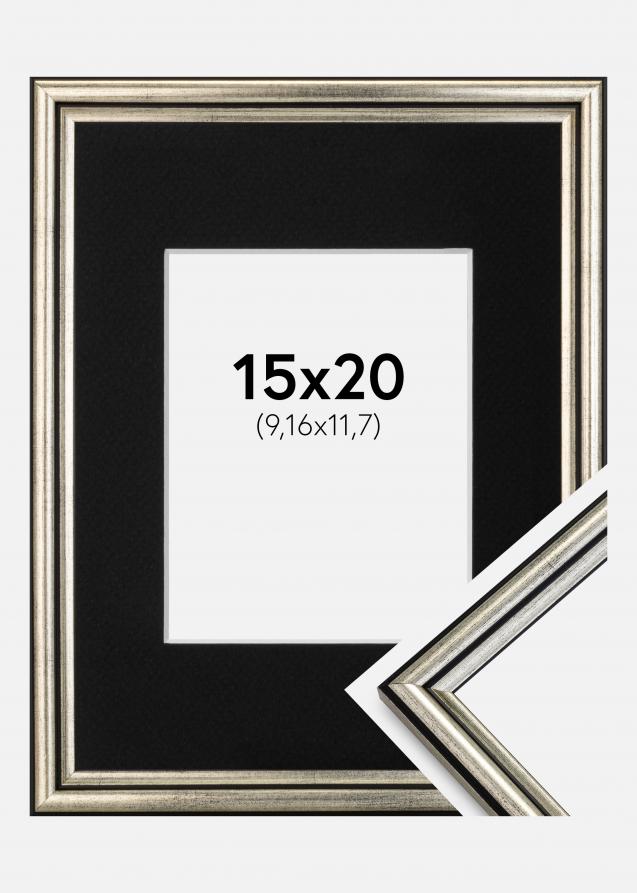 Ram med passepartou Frame Horndal Silver 15x20 cm - Picture Mount Black 4x5 inches