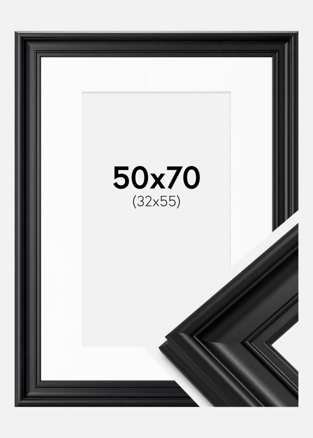 Ram med passepartou Frame Mora Premium Black 50x70 cm - Picture Mount White 33x56 cm