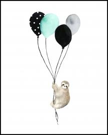 Bildverkstad Sloth With Balloons Poster