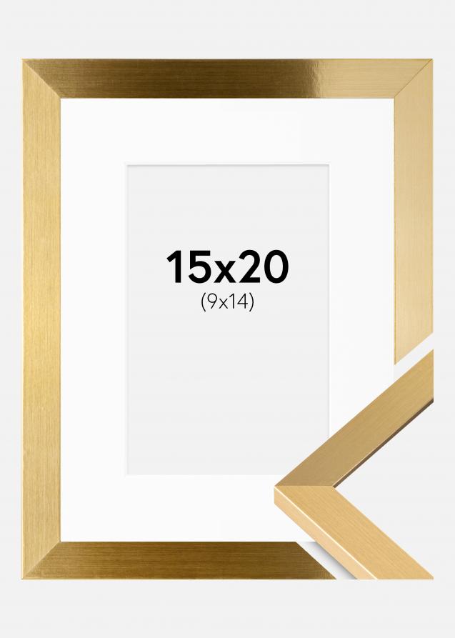 Ram med passepartou Frame Selection Gold 15x20 cm - Picture Mount White 10x15 cm