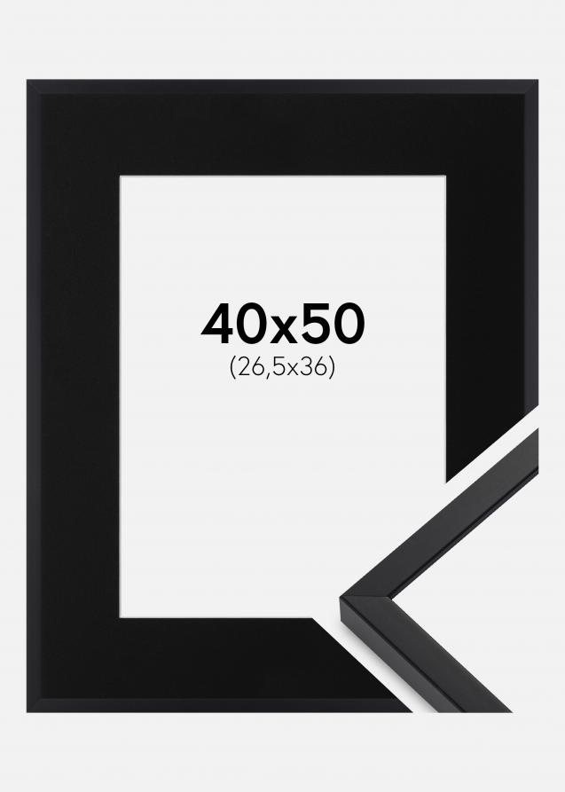 Ram med passepartou Frame E-Line Black 40x50 cm - Picture Mount Black 27.5x37 cm
