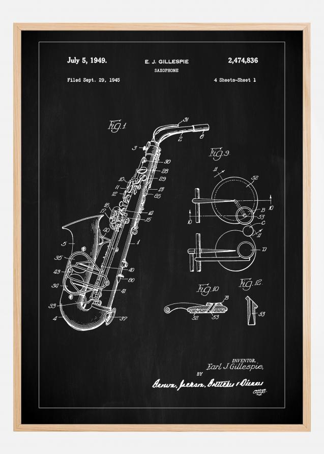 Bildverkstad Patent Print - Saxophone - Black Poster