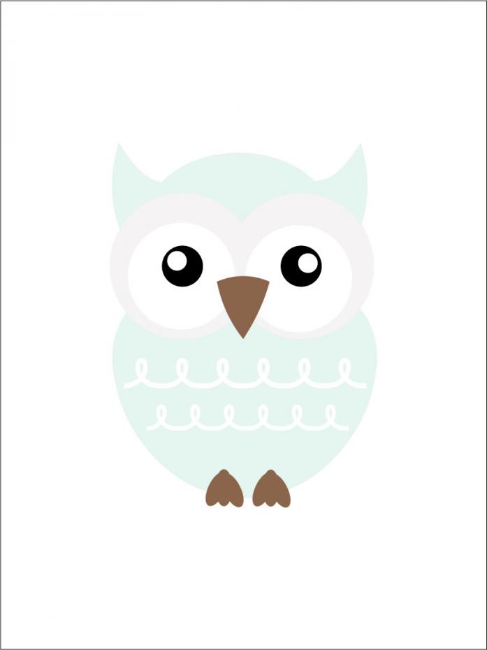 Bildverkstad Owl Solo - Ice blue Poster