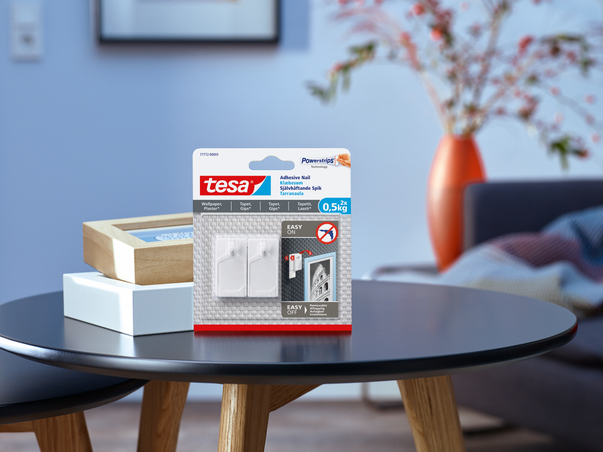 Buy Tesa Selfadhesive nail for all types of wall (max 2x0,5kg) here