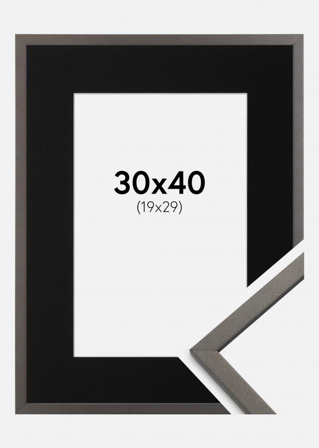Ram med passepartou Frame Edsbyn Graphite 30x40 cm - Picture Mount Black 20x30 cm