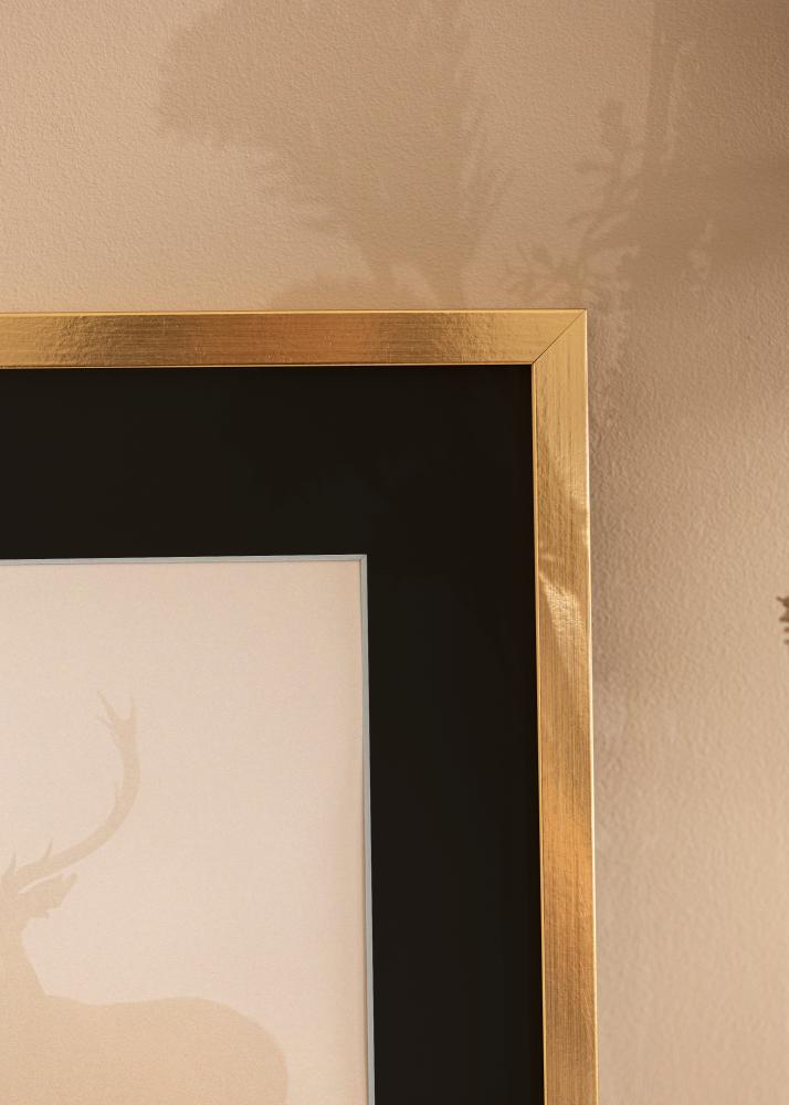 Ram med passepartou Frame Trendy Gold 15x20 cm - Picture Mount Black 10x15 cm