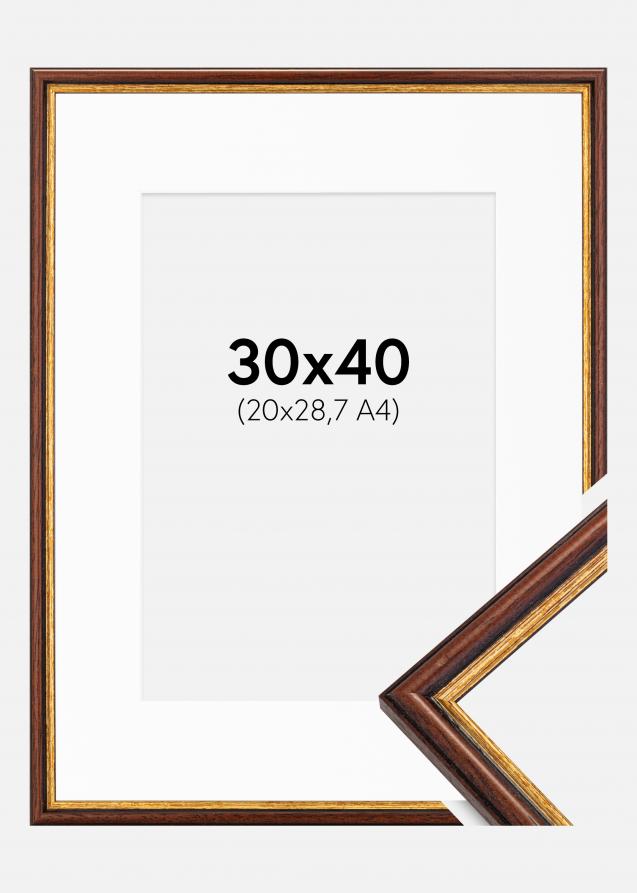 Ram med passepartou Frame Horndal Brown 30x40 cm - Picture Mount White 21x29,7 cm (A4)
