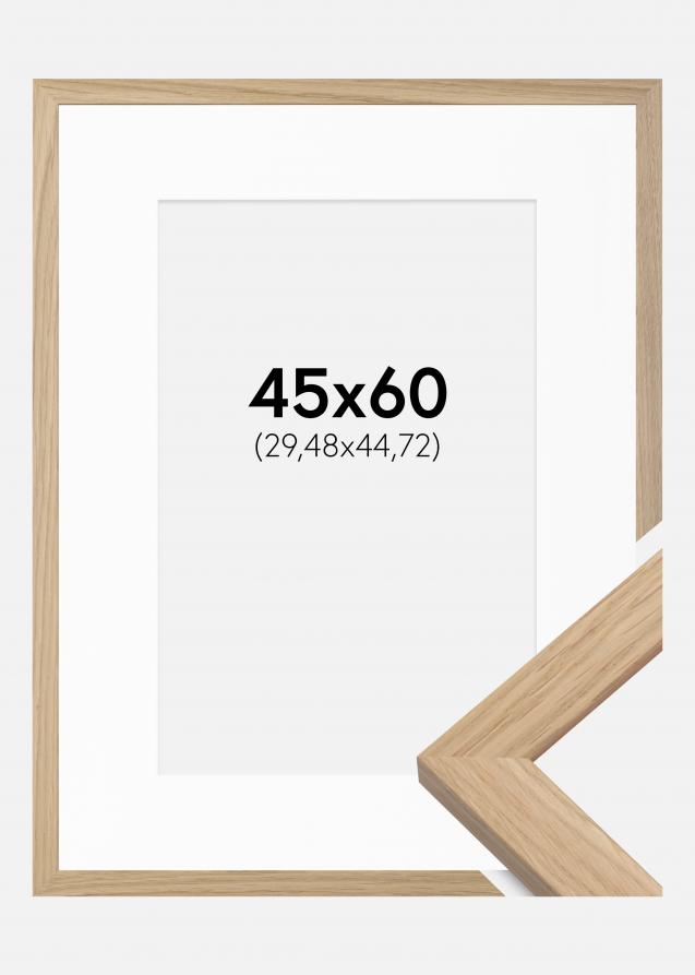 Ram med passepartou Frame Oak Wood 45x60 cm - Picture Mount White 12x18 inches