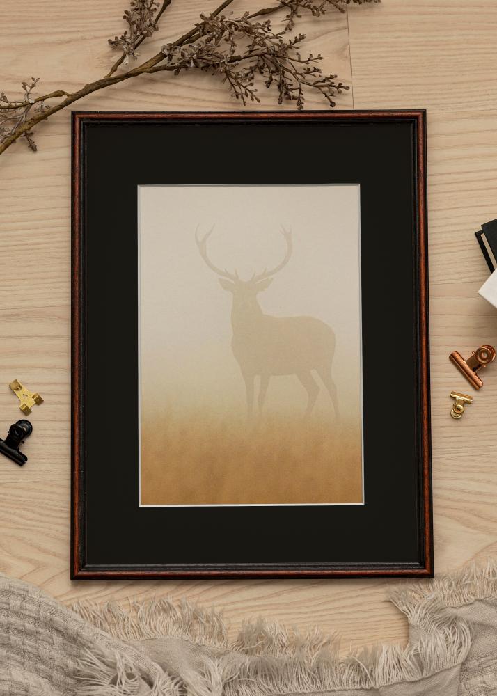 Ram med passepartou Frame Horndal Walnut 28x35 cm - Picture Mount Black 8x10 inches