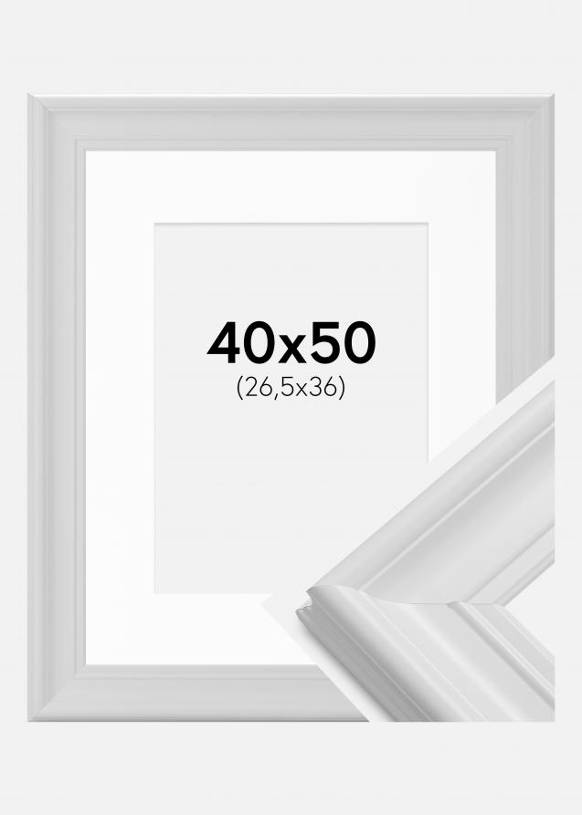 Ram med passepartou Frame Mora Premium White 40x50 cm - Picture Mount White 27.5x37 cm