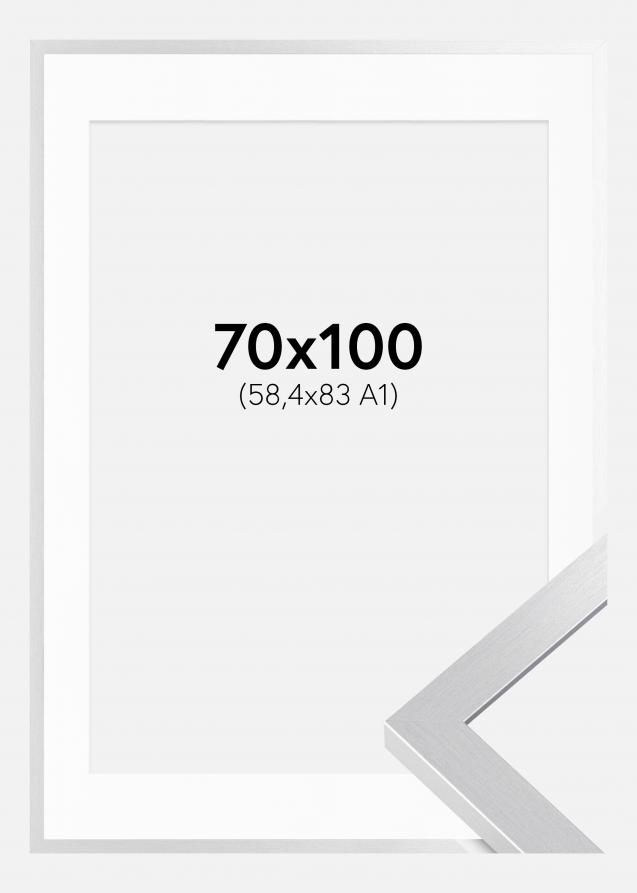 Ram med passepartou Frame Selection Silver 70x100 cm - Picture Mount White 59.4x84 cm (A1)