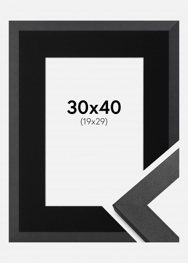 Ram med passepartou Frame Graphite Wood 30x40 cm - Picture Mount Black 20x30 cm