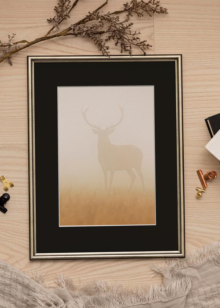 Ram med passepartou Frame Horndal Silver 20x25 cm - Picture Mount Black 5x7 inches