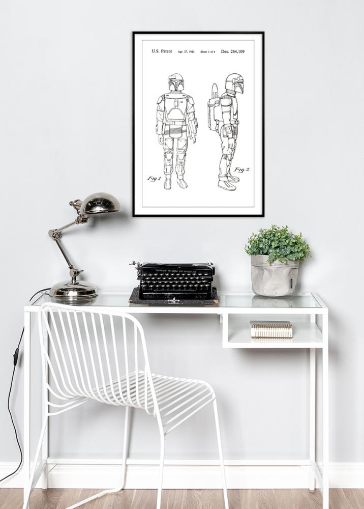 Bildverkstad Patent drawing - Star Wars - Boba Fett - White Poster
