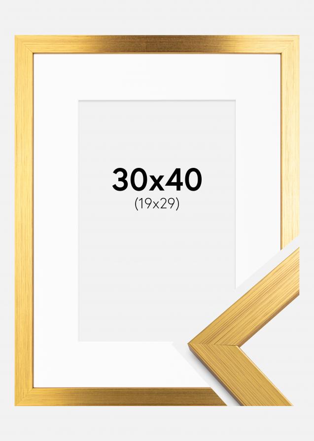 Ram med passepartou Frame Gold Wood 30x40 cm - Picture Mount White 20x30 cm