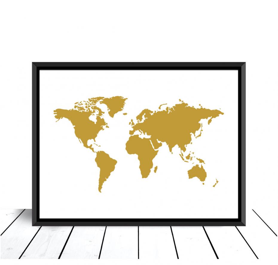 Bildverkstad World map Gold Poster