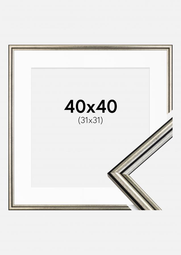 Ram med passepartou Frame Horndal Silver 40x40 cm - Picture Mount White 32x32 cm