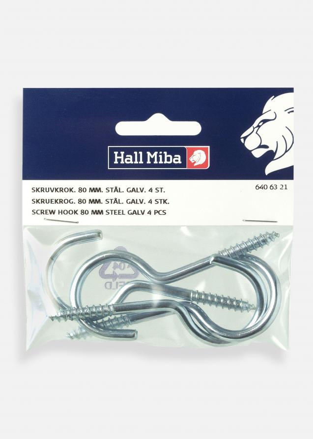 Hallmiba Screw Hook 80 mm galvanised steel 4-pack