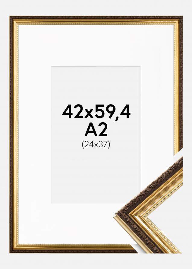 Ram med passepartou Frame Abisko Gold 42x59.4 cm (A2) - Picture Mount White 25x38 cm
