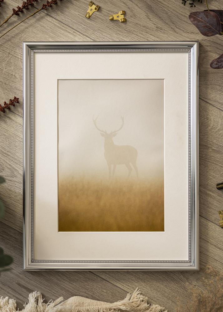 Ram med passepartou Frame Gala Silver 40x50 cm - Picture Mount White 12x16 inches