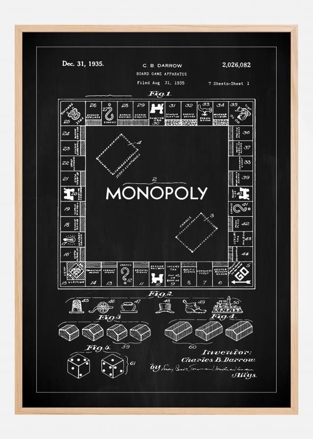 Bildverkstad Patent drawing - Monopoly I - Black Poster