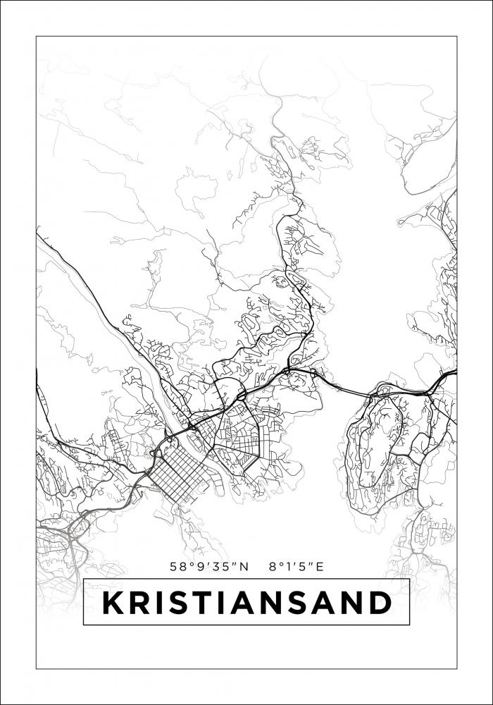 Bildverkstad Map - Kristiansand - White Poster