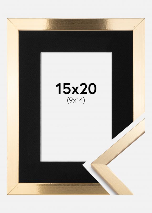 Ram med passepartou Frame Trendy Gold 15x20 cm - Picture Mount Black 10x15 cm