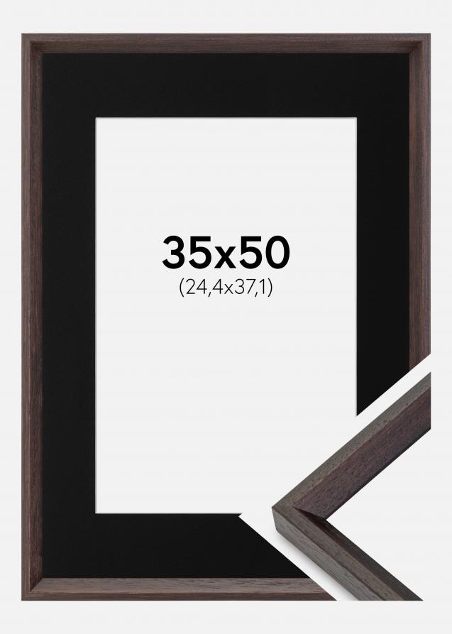 Ram med passepartou Frame Globe Espresso 35x50 cm - Picture Mount Black 10x15 inches