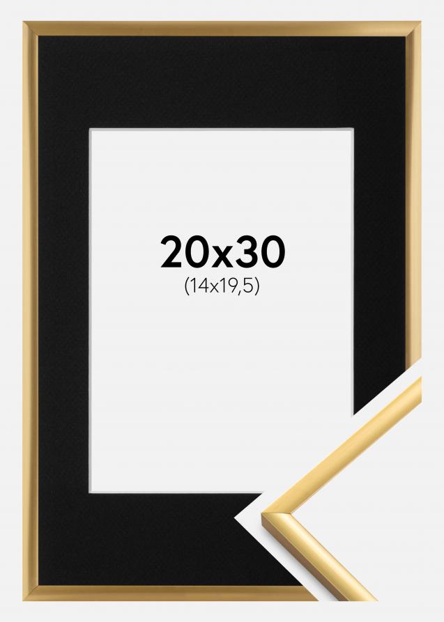 Ram med passepartou Frame New Lifestyle Shiny Gold 20x30 cm - Picture Mount Black 15x21 cm (A5)