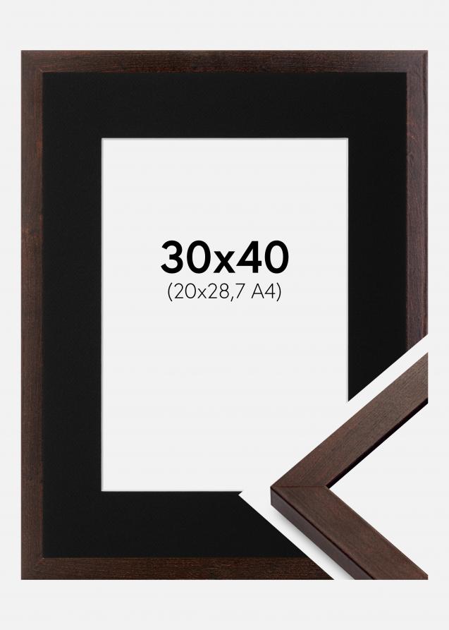 Ram med passepartou Frame Selection Walnut 30x40 cm - Picture Mount Black 21x29.7 cm (A4)