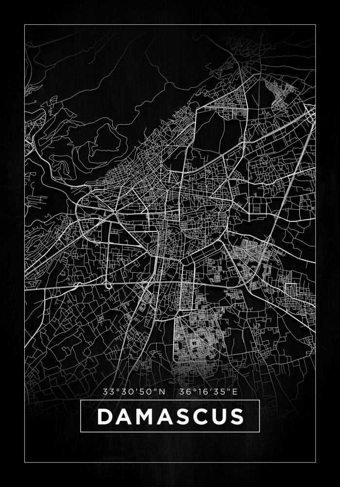 Bildverkstad Map - Damascus - Black Poster