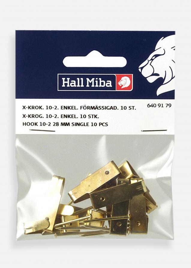 Hallmiba Hook 10-2, 28 mm brass plated 10-pack