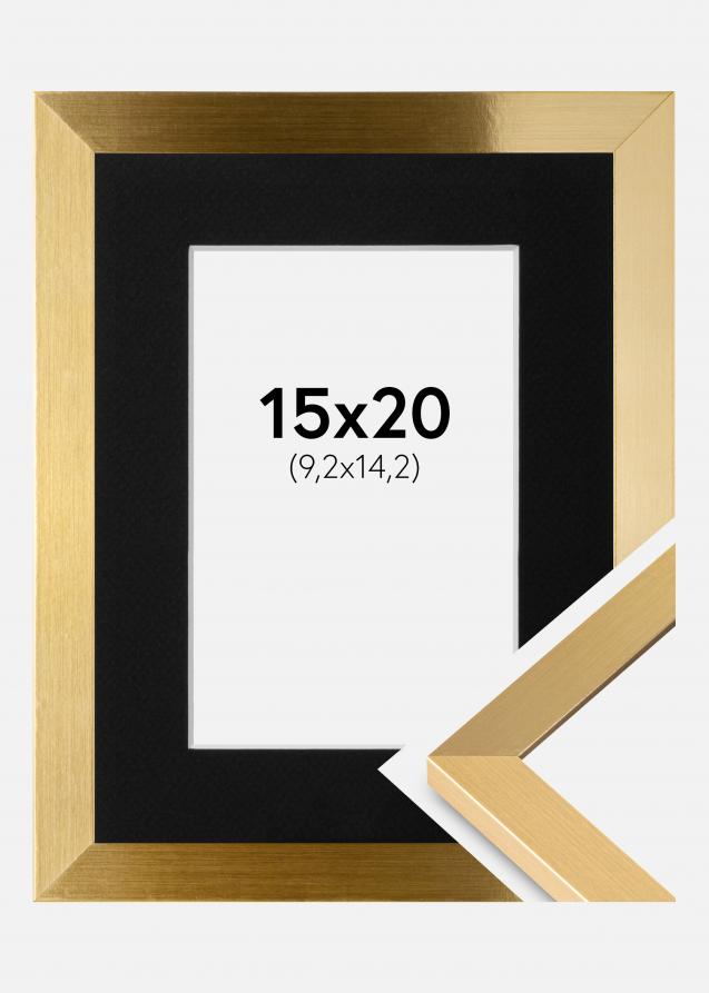 Ram med passepartou Frame Selection Gold 15x20 cm - Picture Mount Black 4x6 inches