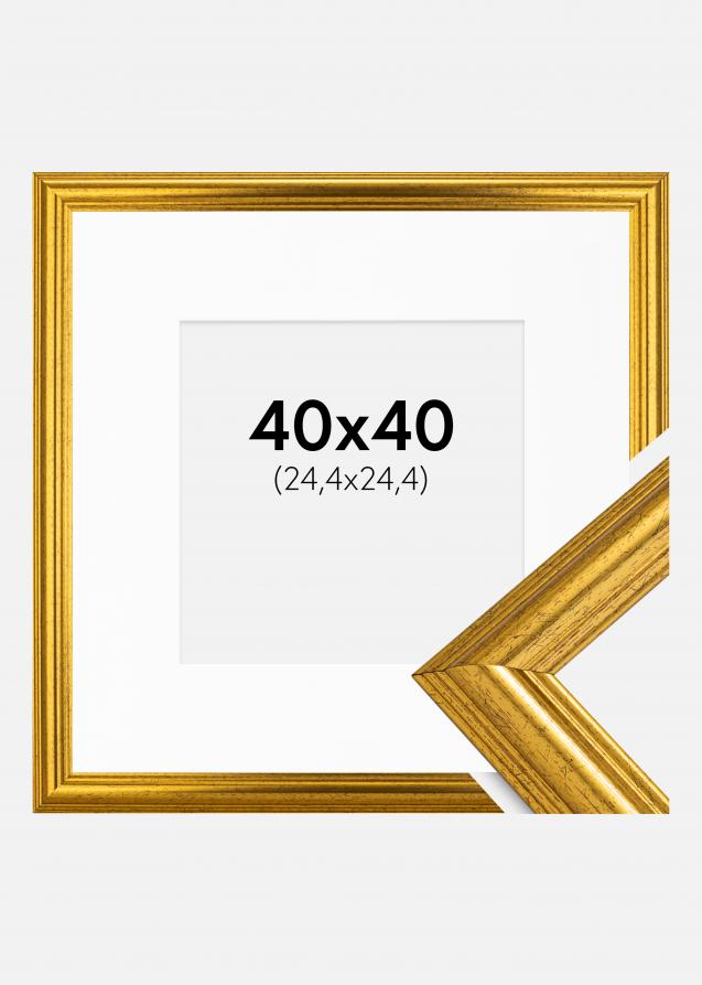 Ram med passepartou Frame Västkusten Gold 40x40 cm - Picture Mount White 10x10 inches