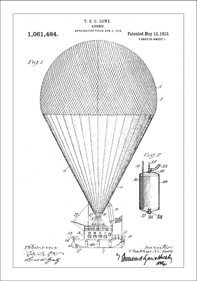 Bildverkstad Patent drawing - Airship - White Poster