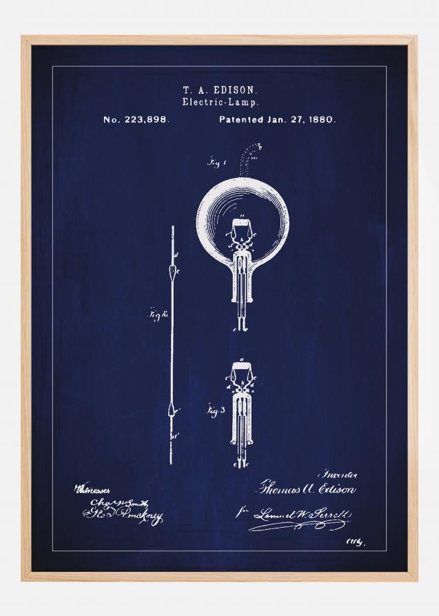 Bildverkstad Patent drawing - Lightbulb B - Blue Poster