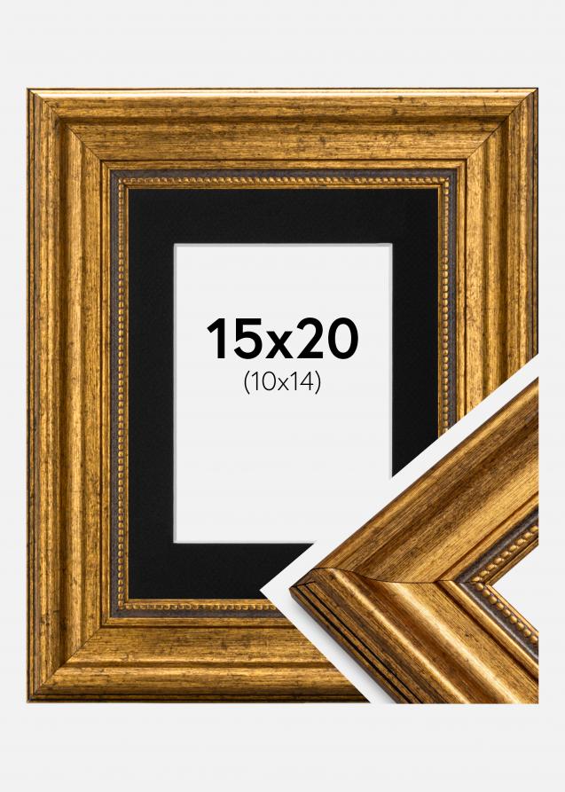 Ram med passepartou Frame Rokoko Gold 15x20 cm - Picture Mount Black 11x15 cm