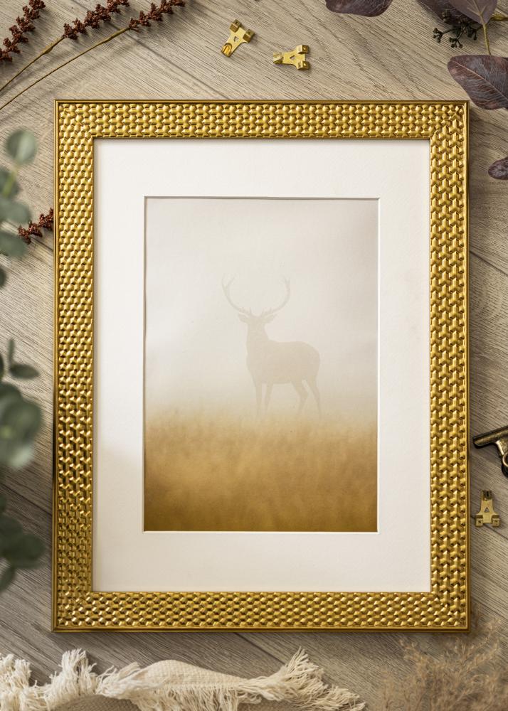 Ram med passepartou Frame Grace Gold 15x20 cm - Picture Mount White 4x5 inches