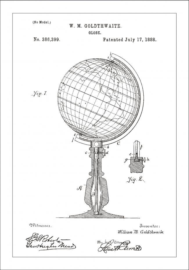 Bildverkstad Patent drawing - Globe - White Poster
