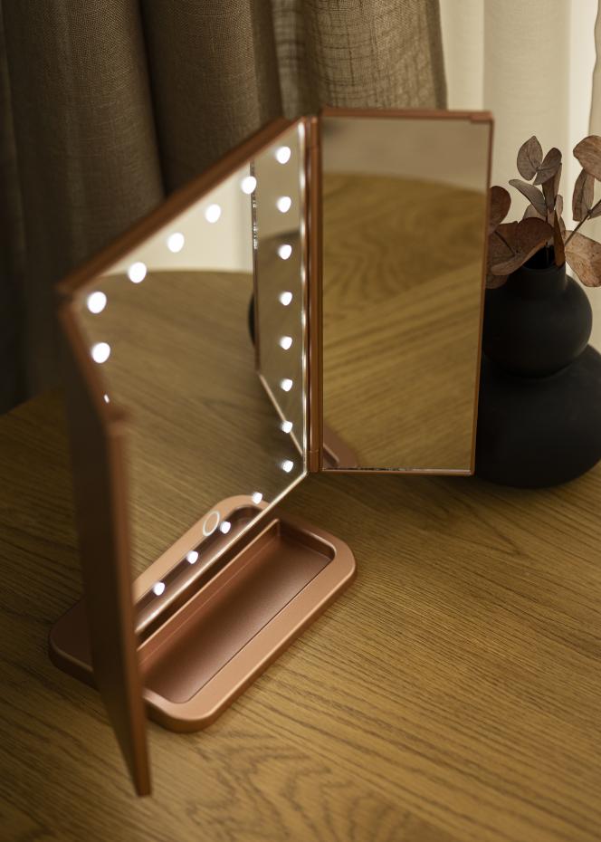 KAILA KAILA Make-up Mirror Tri-Fold Magnifying Rose Gold 30x20 cm