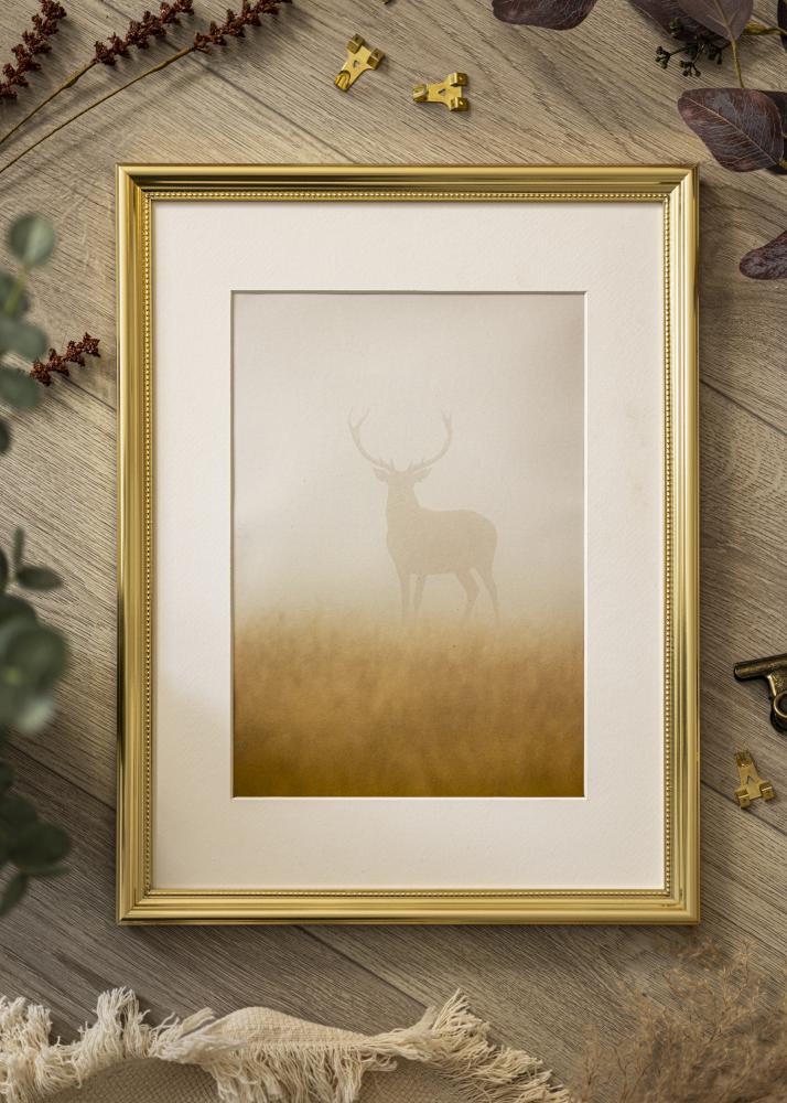 Ram med passepartou Frame Gala Gold 42x59.4 cm (A2) - Picture Mount White 25x38 cm