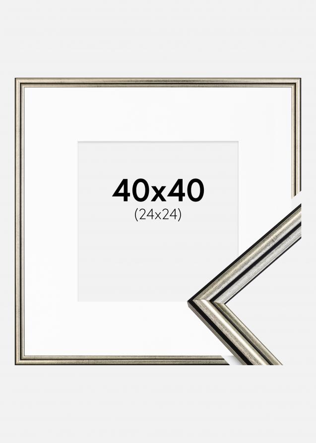 Ram med passepartou Frame Horndal Silver 40x40 cm - Picture Mount White 25x25 cm