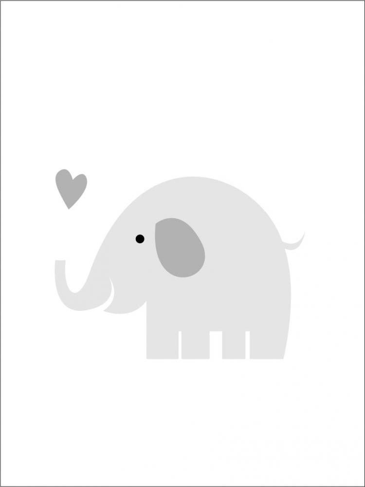 Bildverkstad Elephant Solo - Misty grey Poster
